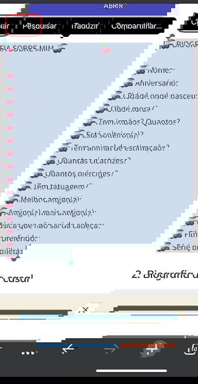 Como copiar e colar texto da Biografia