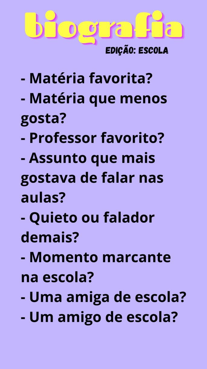 Biografias para status sobre escola