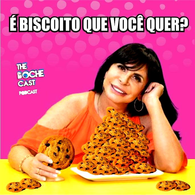 Meme com Gretchen sentada em frente a uma mesa cheia de biscoitos