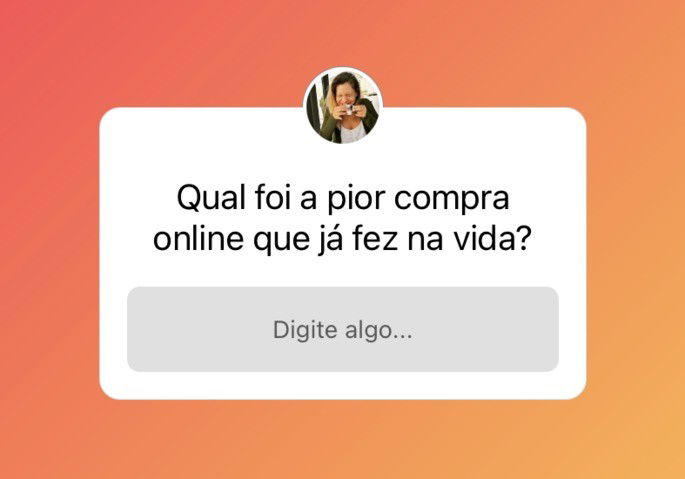 Caixa de perguntas do Instagram sobre pior compra online feita