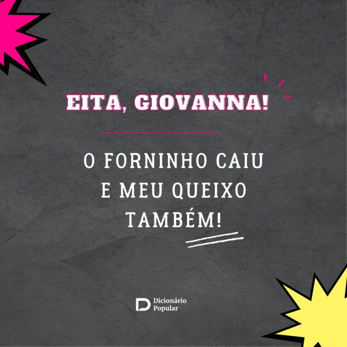 Fundo cinza escuro com texto em branco e rosa e símbolos de explosão em duas extremidades