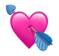 emoji de coração rosa com uma flecha azul