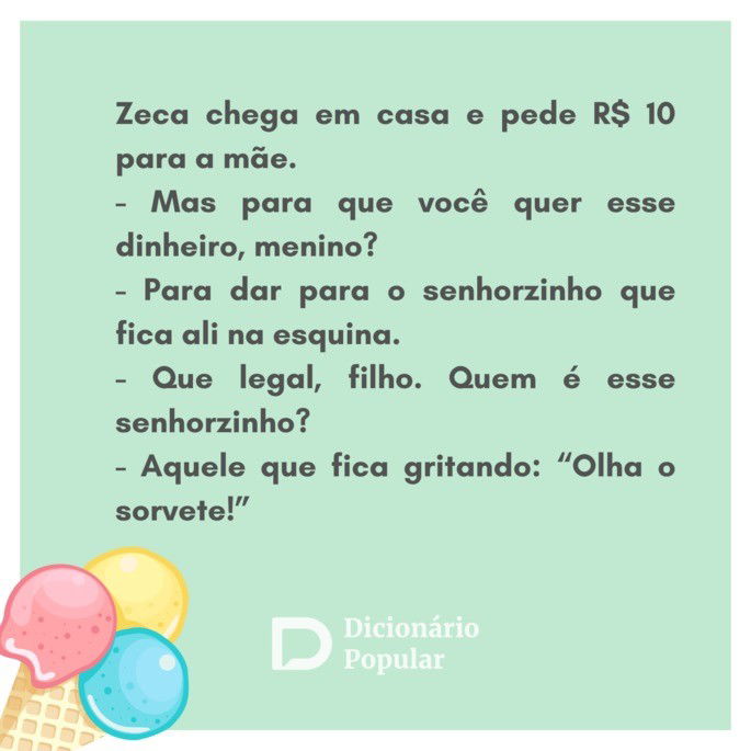 Piada engraçada do menino que pede dinheiro para ajudar o sorveteiro