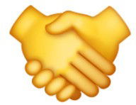 Emoji de duas mãos amarelas apertando uma a outra