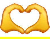 Emoji composto de duas mãos amarelas formando um coração