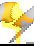Emoji de mão amarela com dedo indicador apontando para baixo