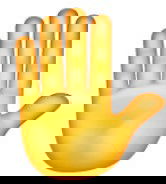 Emoji de mão amarela aberta exibindo a palma
