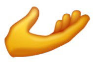 Emoji de mão amarela aberta com a palma virada para cima
