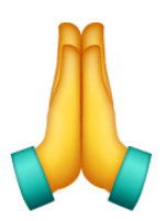 Emoji de duas mãos unidas pelas palmas, com manga da roupa verde claro