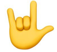 emoji de mão amarela faz sinal de Eu te amo em Libras