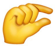 Emoji de mão amarela com dedo polegar e indicador unidos, como se estivessem beliscando