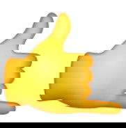 Emoji de mão amarela fazendo sinal de “me liga”