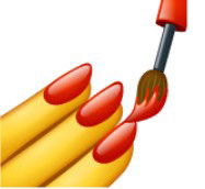 Emoji de três dedos amarelos passando esmalte vermelho