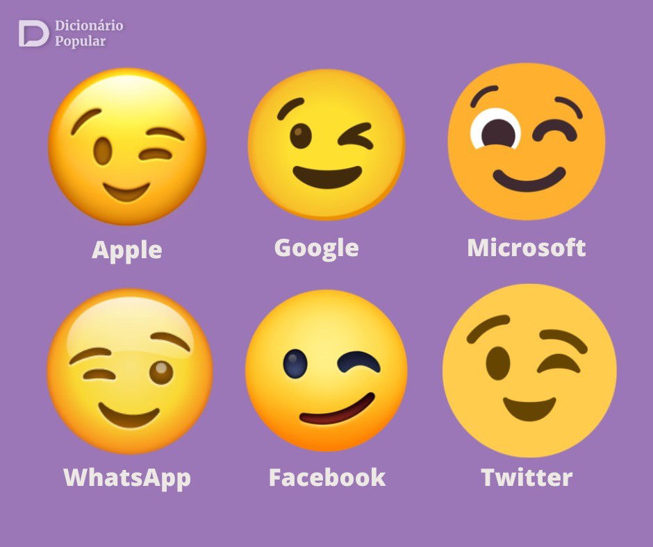 Versões do emoji piscando nas principais plataformas em um fundo roxo