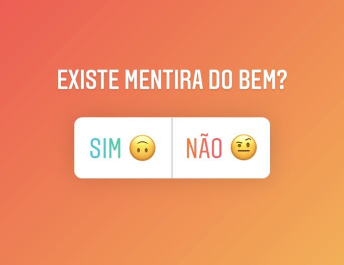 Enquete criativa do Instagram sobre mentira do bem