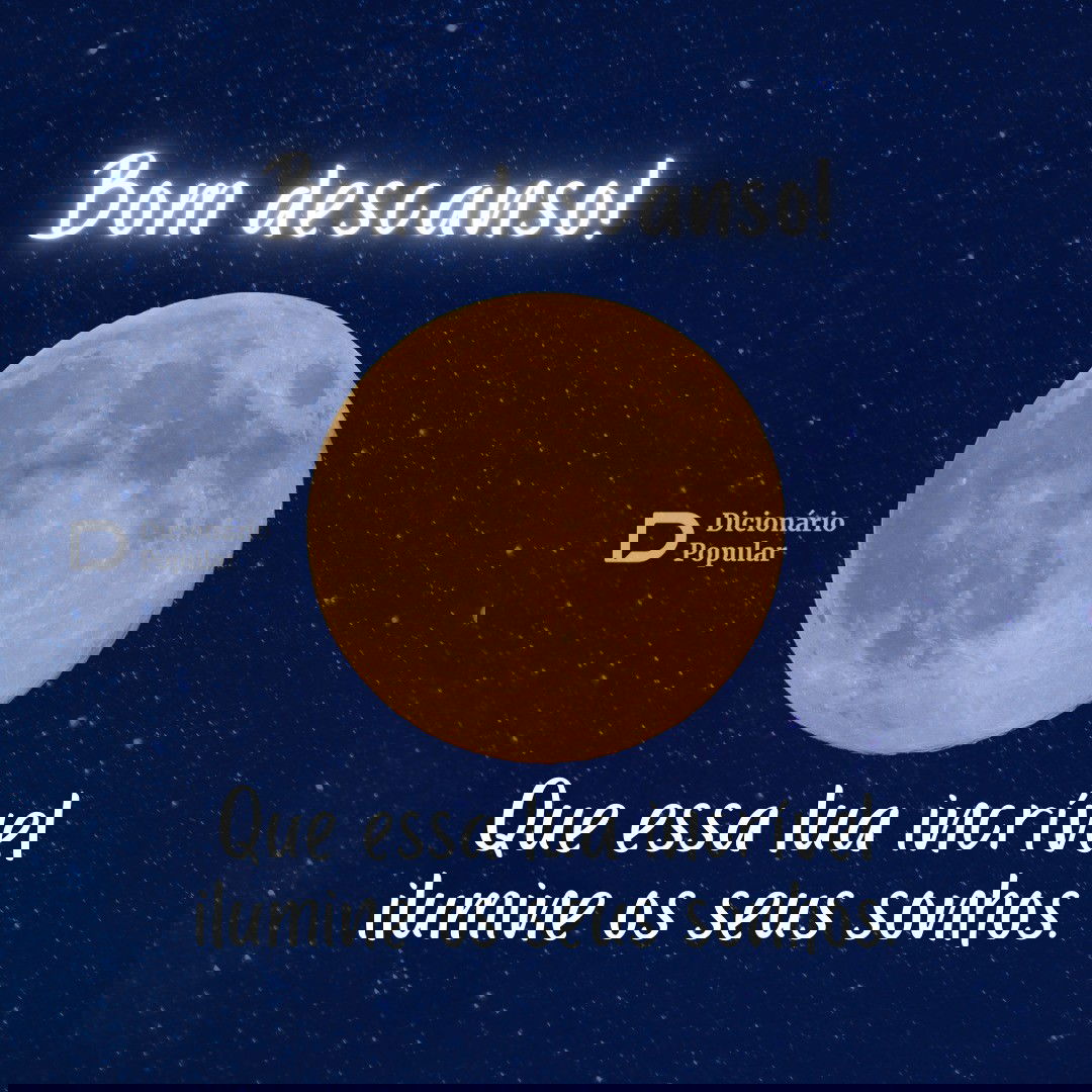 Frase de boa noite com lua cheia em céu estrelado