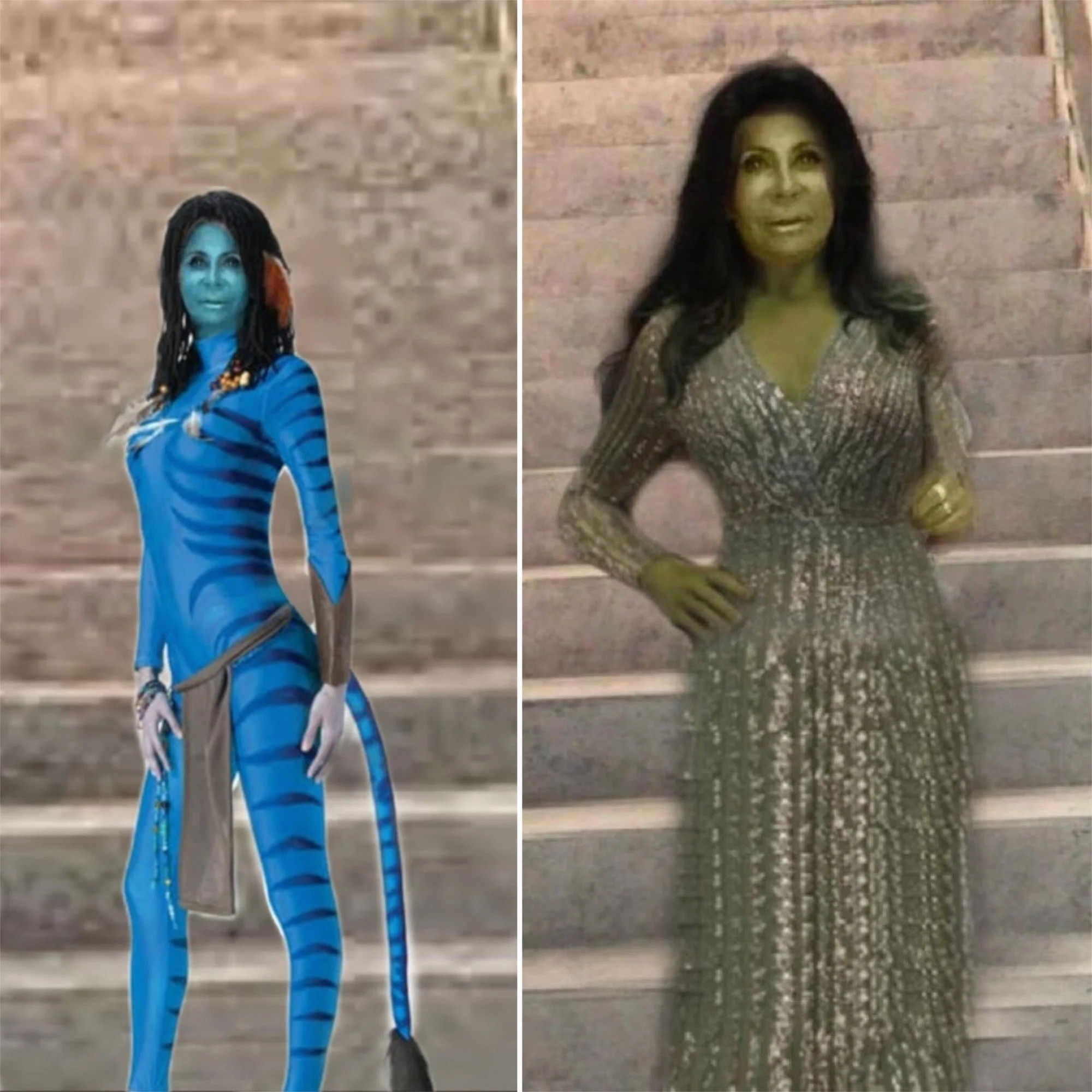 Montagem de Gretchen em escada, como Fiona e Avatar
