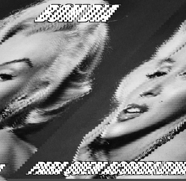 Marilyn Monroe de perfil, em preto e branco, com meme sobre bom dia