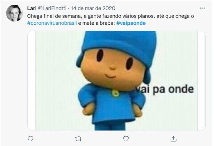 Tweet com o meme Vai pa onde?