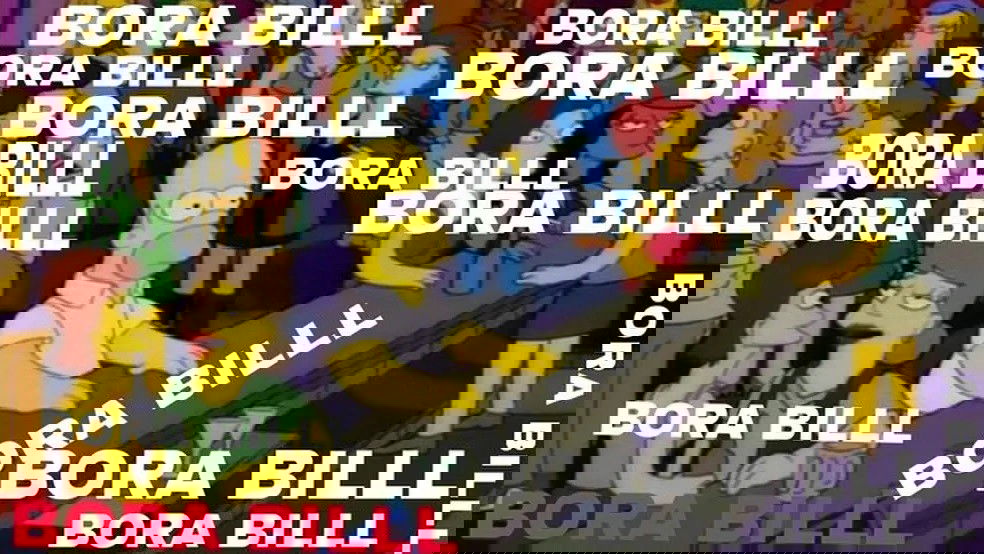 memes - Imagem do personagem Homer Simpson em um bar, arrodiado por pessoas com a frase do meme “Bora Bill”, indicando que apenas ele não está usando o meme que está tão ao seu redor