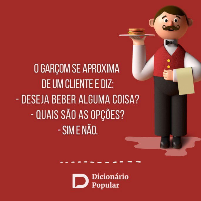 Piada sem graça sobre garçom