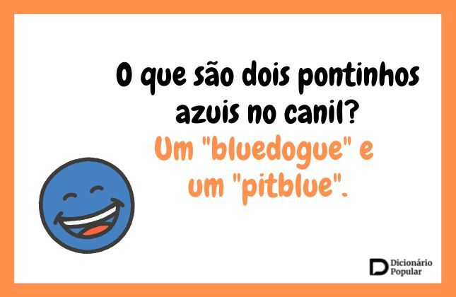 piadas - Imagem com a piada: O que são dois pontinhos azuis no canil? Um “bluedogue” e um “pitblue”.