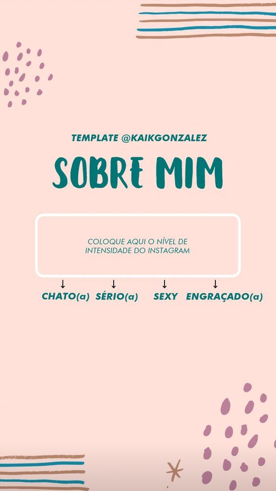 Template da brincadeira Sobre mim para Instagram