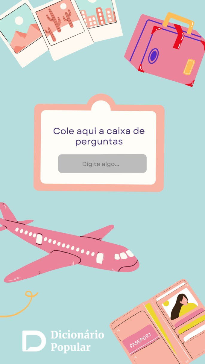 Template para Stories com elementos de viagem, como mala, fotos, avião e passaporte