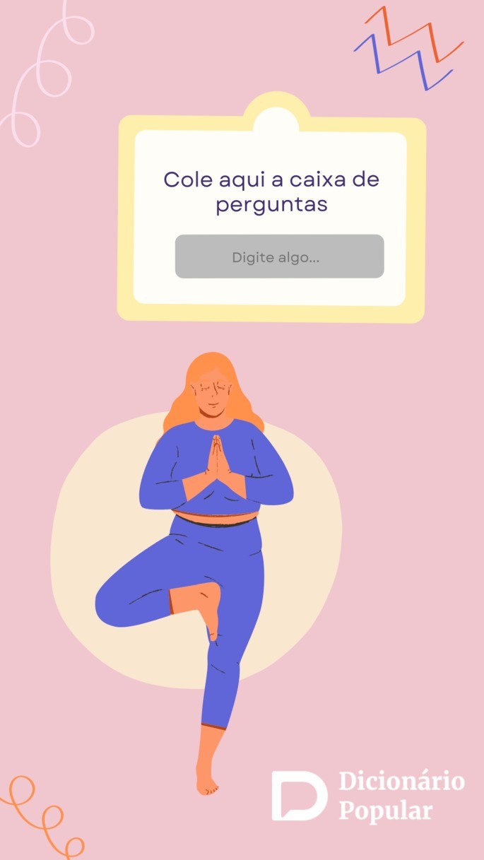 Template para status com fundo rosa claro e mulher fazendo yoga, com caixa de perguntas do Instagram